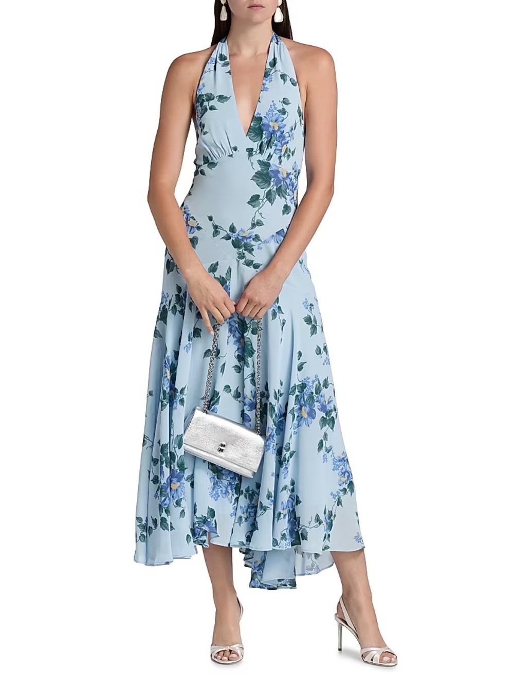 reformation briony v neck drop waist midi dress